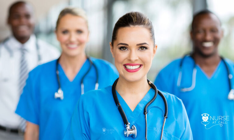 image of different nurse job roles all smiling